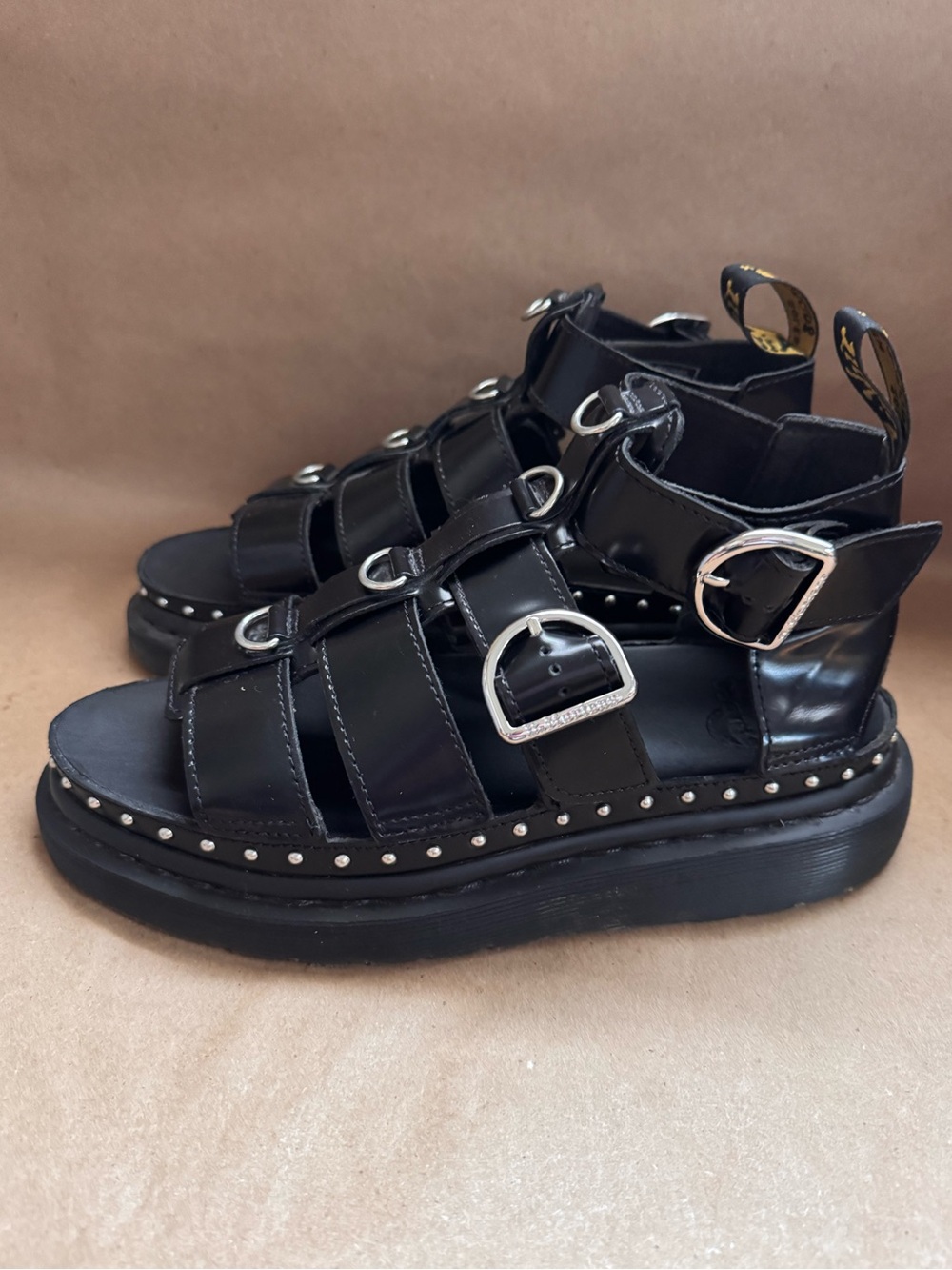 Dr Martens Mackaye Hardware Black Buttero Leather Strap Sandals. Size UK5/US7 - Picture 3 of 7